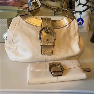 Ivory Coach purse discounted due to imperfections